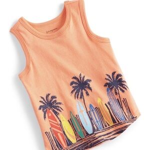 First Impressions Baby Boy Tank Top 3/6 Months Orange Surfboard Palm Tree Summer